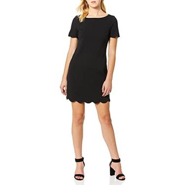 Imagem de Kasper Vestido feminino crepe elástico com detalhe recortado na parte inferior, Preto, 6