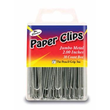 Imagem de Pencil Grip The Classics Jumbo Clipes de papel de 5 cm, prata, 30 clipes por caixa, 6 caixas por pacote (TPG-35906)