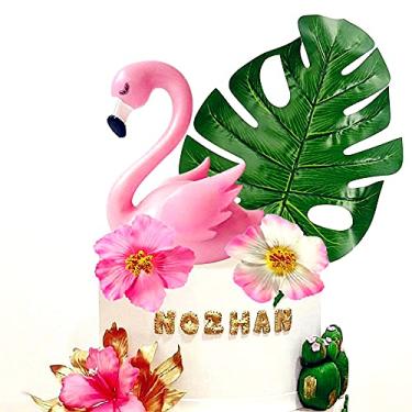 Imagem de JeVenis – Topos de bolo de flamingo, 4 peças, decoração de bolo de flamingo, decoração de bolo de flamingo, decoração de bolo de flamingo, para artigos de festa temáticos havaianos e luau