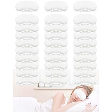 Imagem de Máscara para dormir, pacote com 36 máscaras de dormir PorsMing, capa para os olhos, jogos de construção de equipe, almofada de nariz e alça ajustável para mulheres, homens, crianças, 4 camadas de cores (30 peças brancas)