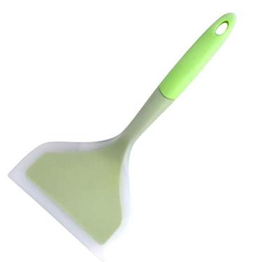 Imagem de Pá de panquecas de silicone espátula larga espátula antiaderente pá frita espátula de peixe de silicone ampla flexível espátula para panelas antiaderentes, ovos, omelete 1 peça (verde)