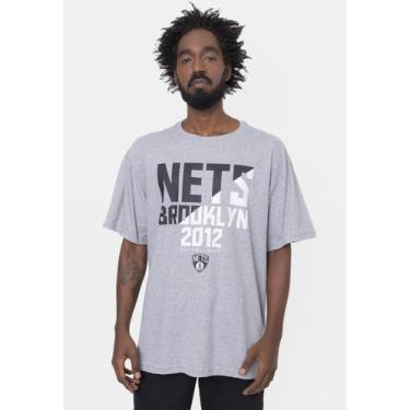 Imagem de Camiseta Nba Plus Size Spotlight Brooklyn Nets Cinza Mescla