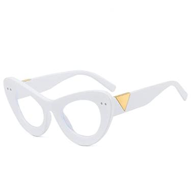 Imagem de Óculos de sol fashion olho de gato retrô grande armação medidor de unhas tons mesmo azul à prova de luz, 7, tamanho único