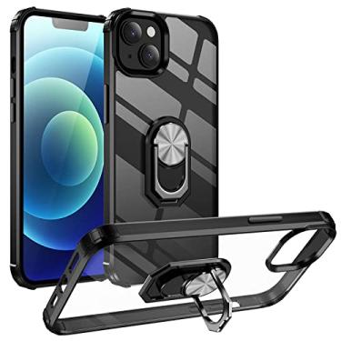 Imagem de Capa de telefone transparente suporte de anel magnético para iphone 13 pro max 11 12pro x xr xs max armadura pára-choques capa de acrílico transparente, t2, para iphone x ou xs