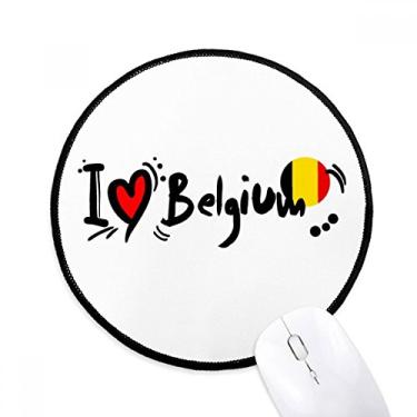 Imagem de DIYthinker I Love Belgium Word Flag Love Heart Illustration Mouse Pad Desktop Office Round Mat para Computador