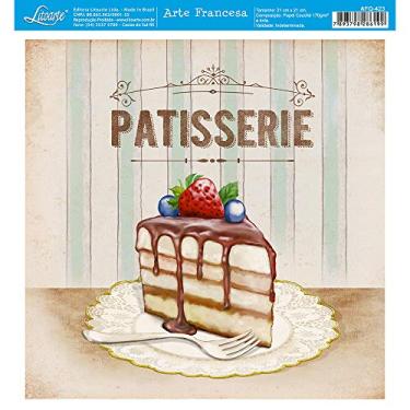 Imagem de Papel para Arte Francesa Litoarte 21 x 21 cm - Modelo AFQ-423 Patisserie Fatia Bolo