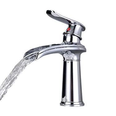 Imagem de LIDON Torneira para pia de banheiro torneira de água quente e fria torneira de banheiro manípulo único torneira de latão antigo banheiro um furo torneiras de latão torneira de lavatório preto, preto B (cor: cromo C)