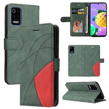 Imagem de Capa carteira para LG K62, compartimentos para porta-cartões, fólio de couro PU de luxo anexado à prova de choque capa flip com fecho magnético com suporte para LG K62 (verde)