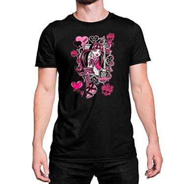 Imagem de Camiseta T-Shirt Monster High Draculaura Flores Corações Cor:Preto;Tamanho:GG