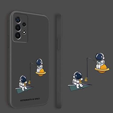 Imagem de Para Samsung Galaxy A23 Case Astronaut Square Liquid Silicone Matte Soft Shockproof Bumper Phone Cases, Black1, For Samsung S21 FE