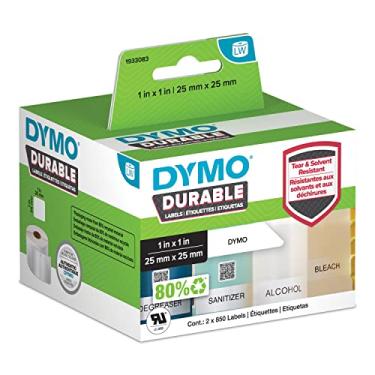 Imagem de DYMO Etiquetas industriais duráveis LW para impressoras de etiquetas LabelWriter, poliéster branco, 2,5 cm x 2,5 cm, 2 rolos de 850 (total de 1700)