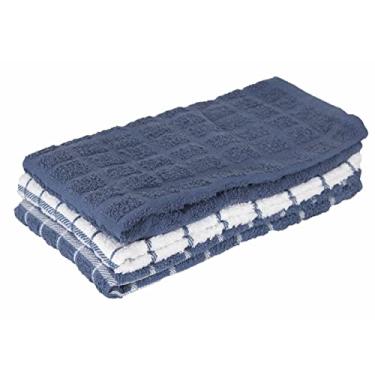 Imagem de Ritz Toalhas de prato de cozinha premium 100% algodão Terry Check - Altamente absorvente, super macio, de longa duração, 63,5 x 38,1 cm, pacote com 3, azul federal