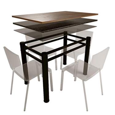 Imagem de Base Para Mesa De Vidro Jantar 4 Lugares Preta Retangular