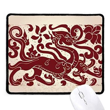 Imagem de Mousepad de dragão chinês com borda costurada, tapete de borracha para jogos