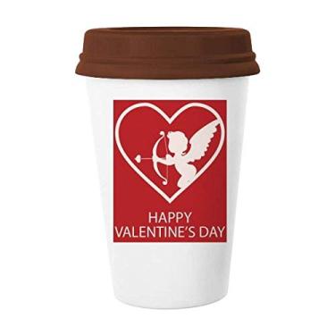 Imagem de Caneca branca Angel Arrow Dia dos Namorados Caneca copo de cerâmica vidro bebendo café