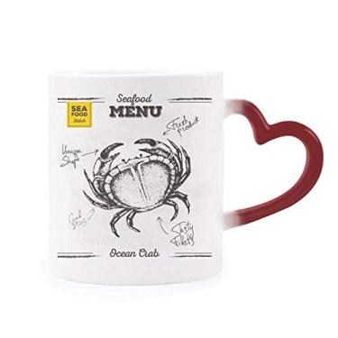 Imagem de Caneca de grés com estampa de caranguejo de organismo marinho sensível ao calor com mudança de cor vermelha