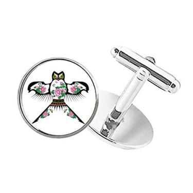 Imagem de DIYthinker Abotoaduras de pressão de botão redondo tradicional com padrão de pipa chinesa