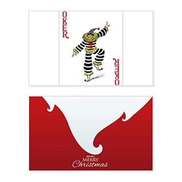Imagem de Cartas de baralho Coringa Vermelho Padrão Feriado Feliz Natal Cartão de parabéns Mensagem de Natal Letras