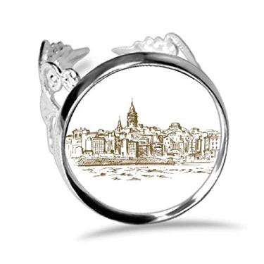 Imagem de DIYthinker Anel de noivado ajustável com desenho de paisagem do Rio Peru