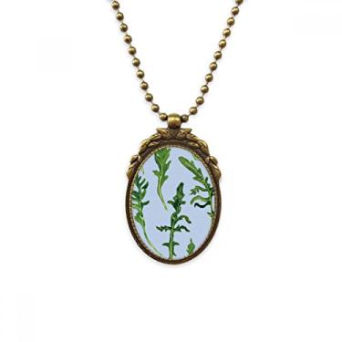 Imagem de Colar antigo de folhas de samambaia, desenho de planta, colar com pingente de contas vintage