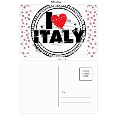 Imagem de Carimbo de coração I Love Italy Word Love Heart Circle Stamp Christmas Flower Celebration Cartão postal Blessing Mailing Card