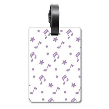 Imagem de Purple Big Stars Notas musicais bolsa etiqueta cartão de bagagem pendurado Scutcheon Label