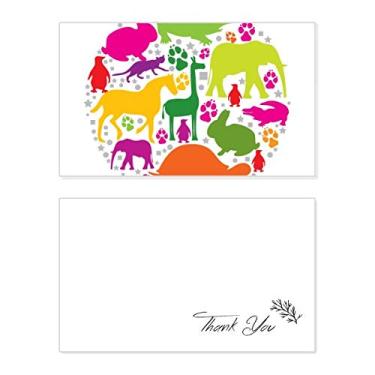 Imagem de Design de forma redonda com animais coloridos, cartão de agradecimento, papel de aniversário, agradecimento de casamento