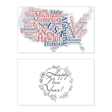 Imagem de Mapa americano da cidade Wordcloud de ano novo festival cartão felicitações Bless mensagem presente
