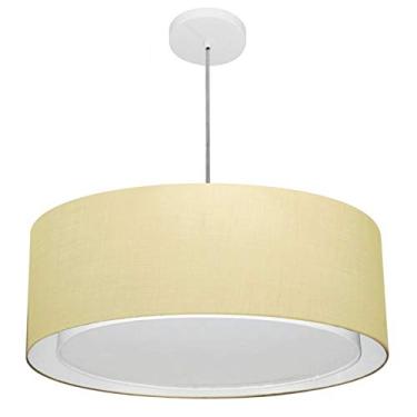 Imagem de Lustre Pendente Cilíndrico Duplo Cúpula Tecido 25/60x50 cm, Vivare Iluminação, Pendente4297 LA, Algodão Cru, Grande