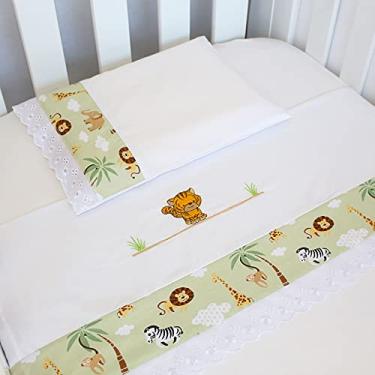 Imagem de Jogo 03 Peças Lençol + Fronha Bordado para Berço Americano Nanna Baby - Floresta