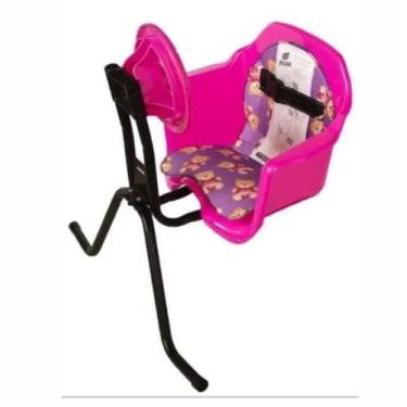 Imagem de Cadeira De Bicicleta Dianteira Frontal Cadeirinha Com Volante Rosa Ofe