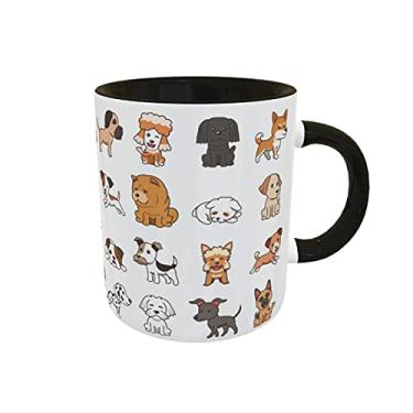 Imagem de Caneca Kawaii Cães Cartoon Presente Criativo Geek cor:Preto