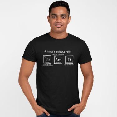 Imagem de Camiseta Masculina Amor É Química Pura Namorados Elementos - Hipsters