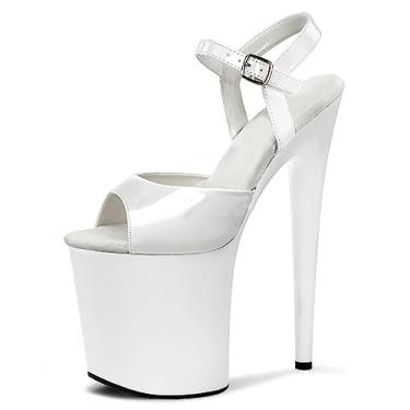 Imagem de Sapatos femininos de salto alto Plaform sapato escarpim salto agulha para mulheres salto aberto salto elegante escarpim branco, pé G: 23,5 cm
