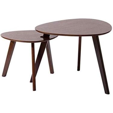 Imagem de Mesa De Centro De Três Pernas De Madeira Maciça Mesa De Centro Triangular Mesa Lateral Criativa Conjunto De 2 Peças Branco/cor De Madeira Maciça/cor De Nogueira,Marrom,Striking44