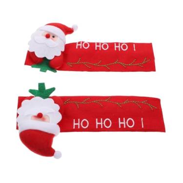 Imagem de UKCOCO 2 Peças Capa De Geladeira De Natal Capa De Alça De Geladeira Protetor De Alça Natal Máquina De Lavar Louça Capa De Natal Decoração De Cozinha Natividade Freezer Capa