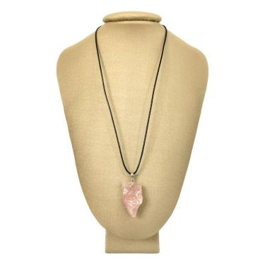 Imagem de Colar Em Couro Grego E Prata Quartzo Rosa Bruto - P. Vecchio