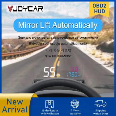 Imagem de Vjoycar-Espelho Auto-Lift HUD MX30 Pro  Grande e Claro  Auto-Lift  Projetor de Velocidade RPM  KM