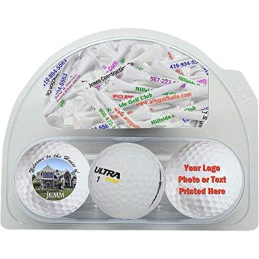 Imagem de Bolas de golfe personalizadas Wilson Ultra 500 pacote com 3 unidades e 20 camisetas de golfe personalizadas • Agora em embalagem de fita de Natal •