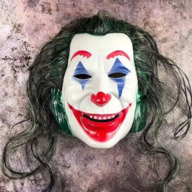 Imagem de Mascara Coringa Palhaço Com Peruca Cosplay Fantasia Carnaval Hallowen