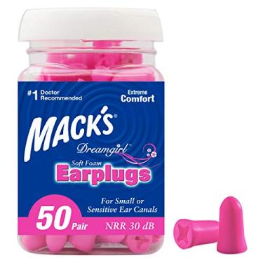 Imagem de Mack's Tampões de ouvido Dreamgirl de espuma macia, 50 pares, rosa - 30dB NRR, 33dB SNR - tampões de ouvido pequenos para dormir, ronco, estudar, eventos altos, viagens e shows