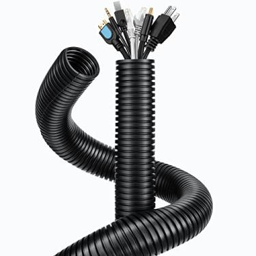 Imagem de Tear de fio de 1,5 cm 3 m, YCLYC Split Loom, protetor de cabo externo, conduíte de fio flexível automotivo, tubo protetor de fio, preto