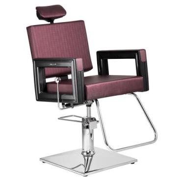 Imagem de Poltrona Cadeira Reclinável P/ Barbeiro Maquiagem Salão - Vinho - Domp
