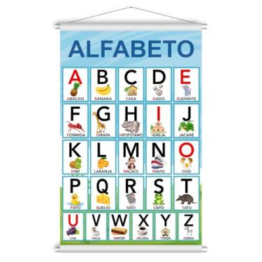 Imagem de Banner Educativo Alfabeto Letras Didático Desenhos 60x90cm