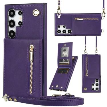 Imagem de Furill Capa de telefone para Samsung Galaxy S24 Ultra 5G Capa carteira com alça transversal de couro porta-cartões flip slots de crédito fecho magnético suporte celular S24Ultra 24S S 24 24Ultra