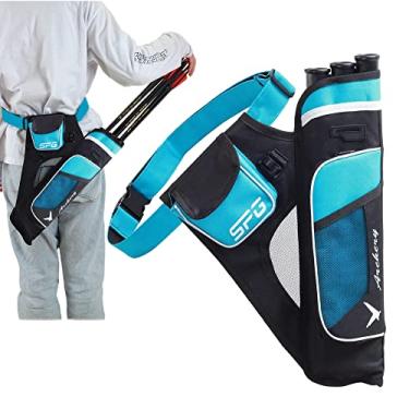 Imagem de SOPOGER Aljava de quadril de tiro com arco de 3/4 para flechas cinto de arco na cintura aljava pendurada adequada para arco composto e arco recurvo tiro com arco (azul (3 tubo))
