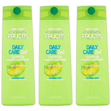 Imagem de Garnier Fructis Haircare - Cuidados diários - Shampoos 2 em 1 e Condicionador - Com toranja - Peso líquido 12,5 FL OZ (370 ml) por frasco - Pacote com 3 frascos