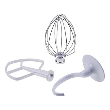 Imagem de ELSOON Gancho de massa K5ADH e batedor plano K5AB e chicote de arame K5AWW - 3 peças de substituição para batedeira KitchenAid 5-QT Bowl-Lift Stand