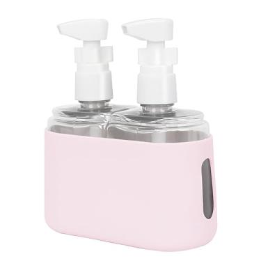 Imagem de Songaa Garrafas de viagem para artigos de higiene pessoal – 2 em 1 frascos tamanho viagem shampoo e condicionador recipientes para viagem para artigos de higiene pessoal, frascos de higiene pessoal de viagem recarregáveis com tampa, acessórios de viagem – rosa