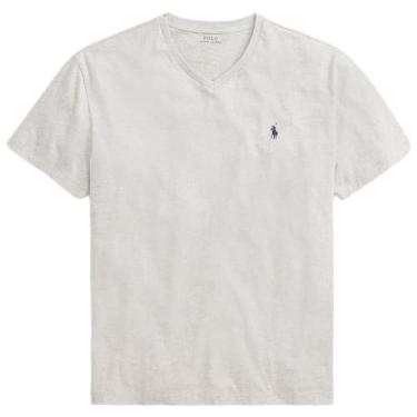 Imagem de Polo Ralph Lauren Camiseta masculina com gola V e modelagem clássica, Ralph Lauren cinza mesclado, G